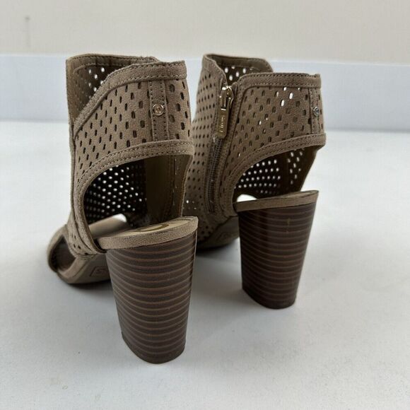 Circus by Sam Edelman Emerson Peep Toe Bootie Brown Block Heel Perforated 6.5M - Picture 4 of 9